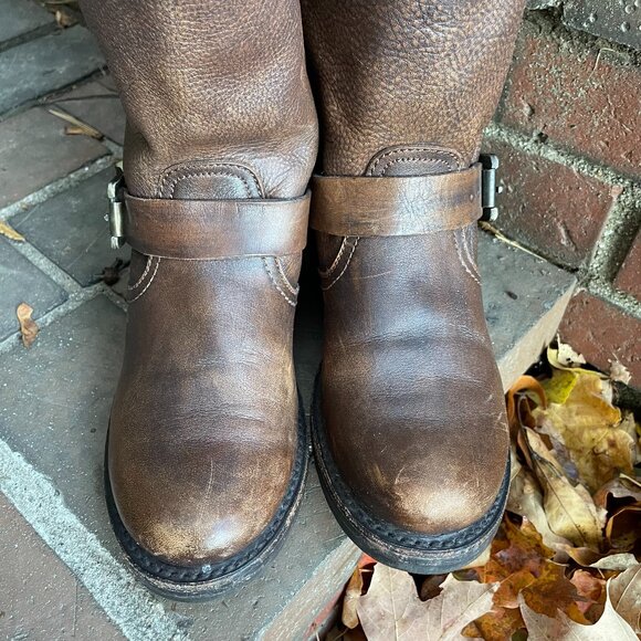 Frye Veronica Slouch Tall Leather Moto Buckle Boots Equestrian Western Size 6 - Picture 4 of 11